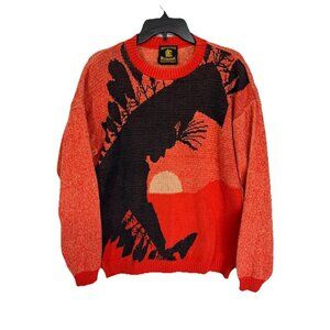 Vintage Award Design Western Apparel Sweater Men’s Medium Orange Indian Knit USA